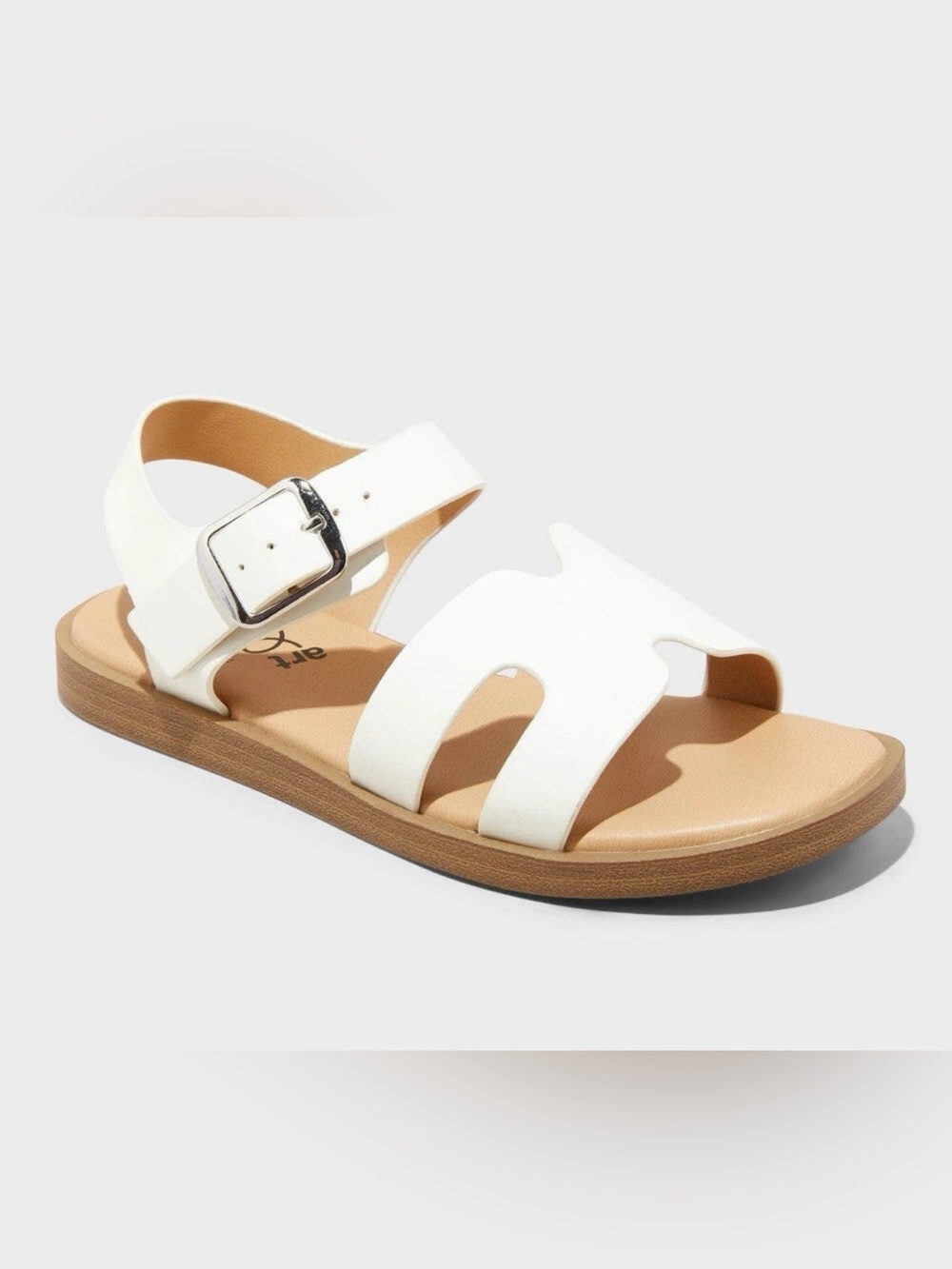 Big Girls Size 4 White Mari Ankle Strap Sandals Open Toe Buckle Tory Burch Inspo